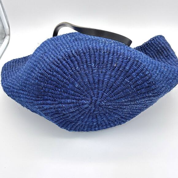 Clare V Kenya Blue Woven Straw Bag Purse Tote Coastal Preppy Tomato Girl - Picture 7 of 9